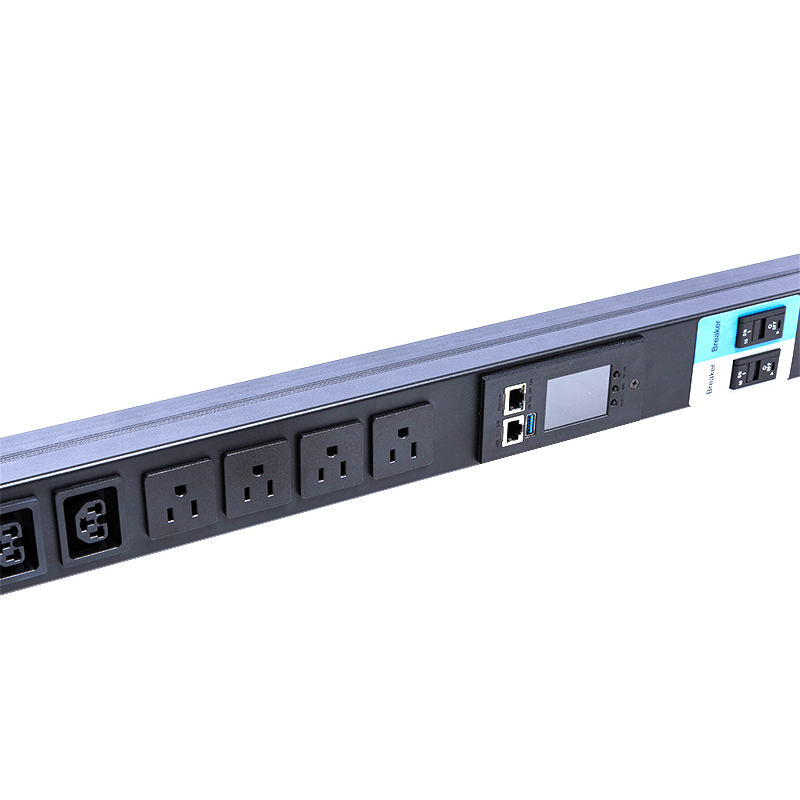 16 ช่อง IEC C13 C19 & US ซ็อกเก็ต 1.5U Liquid Magnetic Circuit Breaker แนวตั้ง TCP/IP สมาร์ท Rack PDU