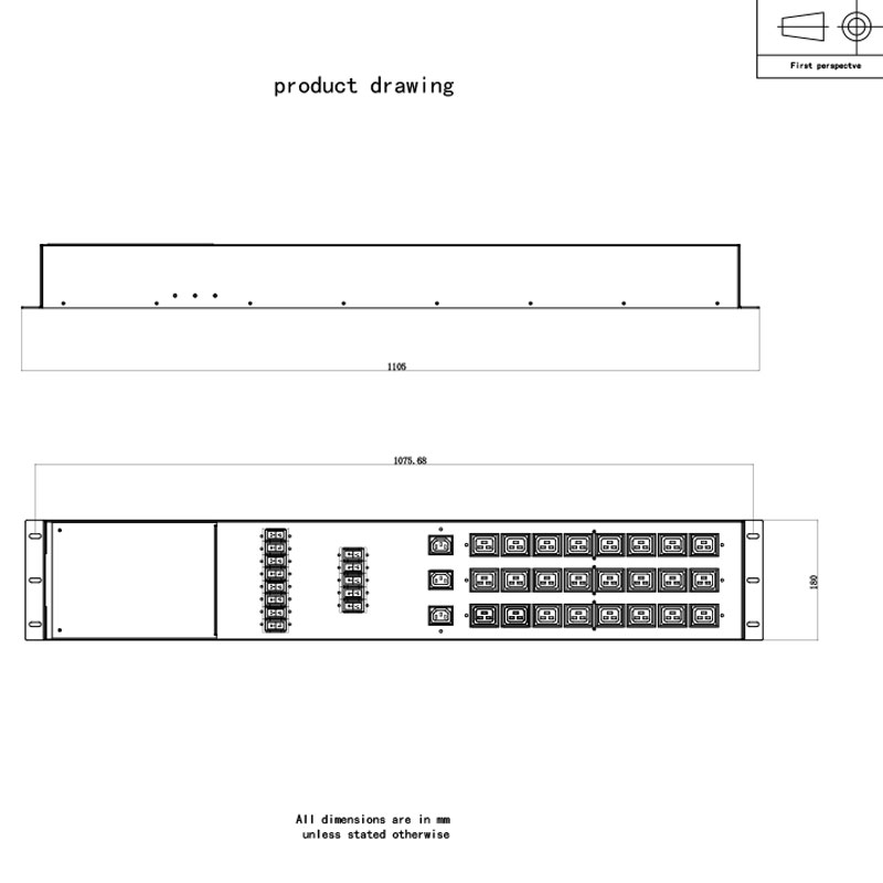 3 เฟส 27-Outlet C13 C19 เบรกเกอร์แนวตั้งแบบสวิตช์ Pdu